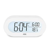ADE, Sveglia Digitale con Display Della Temperatura: Orologio e Termometro con Cifre Grandi, Sveglia Digitale Bianca, Senza Ticchettio, Senza Fili, a Batteria, 12/24 Ore, Bianca, 141X30X69 mm