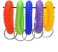 Adecco LLC Pack of 5 Colorful Spring Spiral WRIST Coil Key Chain, fascia di polso portachiavi