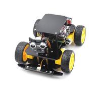 Adeept 4WD Kit Smart Car per Raspberry Pi 5/4B/3B/3B+ (piastra non inclusa), tracciamento della linea, tracciamento della luce, prevenzione degli ostacoli, servomotore, schermo OLED, cicalino, display