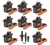 Adeept AD002 8 Pz MG90S 9G Micro Servo Motore, Metallo Geared Micro Servo per RC Robot Auto Elicottero Aereo Controlli Barca Raspberry Pi Progetto