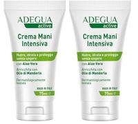 Adegua Active, Crema Mani Intensiva, Nutriente e Protettiva, con Aloe Vera e Olio di Mandorla, Nutriente e Idratante, Dermatologicamente Testata - 75 ml (Confezione da 2)