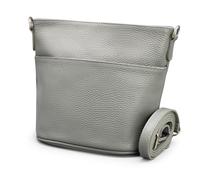 Adel Bags Borsa a tracolla da donna in vera pelle LINA fatta a mano 4 scomparti Borsa a tracolla con tracolla in pelle + ampia tracolla fantasia impermeabile elegante made in Italy, Grigio chiaro 1