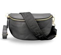 Adel Bags Marsupio da donna in vera pelle Emma oro, fatto a mano, borsa a tracolla con larghezza opzionale e fantasia cinghie alla moda, made in Italy, nero oro 5, L, Tracolla