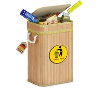 ADEL DREAM Cestino per la Spazzatura in bambù Il Pratico Porta Sacchi della Spazzatura per Sacchetti Gialli Ideale per Sacchetti della Spazzatura Gialli Il Robusto74Ｌ Cestino Quadrato Colore Legno