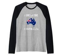 Adelaide Australia Vintage Bandiera Australia Mappa Design Maglia con Maniche Raglan