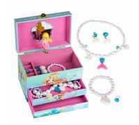 AdelDream carillon per gioielli scatola per gioielli per bambina figlia e fidanzato regalo di compleanno per bambini tre strati di sirena verde Set di gioielli da 5 pezzi