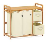 AdelDream Cesto portabiancheria a 4 scomparti, 140 l, con cestino