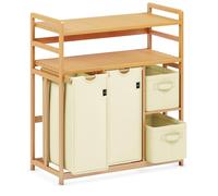 AdelDream Cesto portabiancheria a 4 scomparti, 2 ripiani, 140l