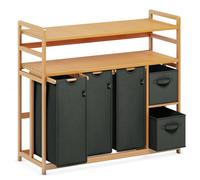 AdelDream - Cesto portabiancheria a 5 scomparti, 2 ripiani, 190l,