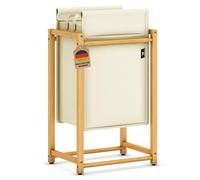 AdelDream - Cesto portabiancheria in bambù, 80 l, per bagno e camera da letto, con sacco per la biancheria estraibile, colore: Beige