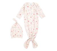 aden + anais Abito da Neonato Annodato in Maglia Confortevole, in Cotone Super Morbido con Spandex, Set da 2 Pezzi, per Neonati e Neonati, a Maniche Lunghe, con Cappello, 0-3 Mesi, perenne