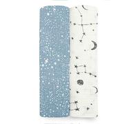 aden + anais Aden Coperta morbida e setosa per bambini, 100% mussola di cotone e bambù, grande, 111,8 x 111,8 cm, confezione da 2, motivo: galassia cosmica