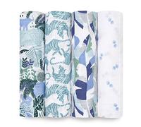 aden + anais - Confezione da 4 fasce grandi in mussola di cotone 100% tigri danzanti (120 x 120 cm)