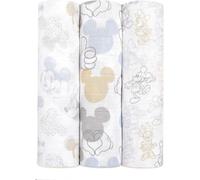 aden + anais Coperte in mussola di cotone 100% metallizzata per neonati e ragazzi, 120 x 120 cm, ideale per neonati e neonati, regalo perfetto per la doccia, confezione da 3, Topolino e Minnie