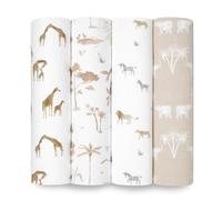 Aden + Anais - Copertina avvolgente, 100% cotone biologico per ragazze e ragazzi, ideale per neonati e bambini, confezione da 4, Safari Dream