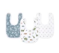 aden + anais™ Essentials - Confezione da 3 bavaglini in mussola di cotone con bottoni a pressione Dino Jungle
