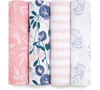 aden + anais Essentials - Set di 4 panni per neonati e bambini, 100% cotone, 112 x 112 cm, motivo floreale