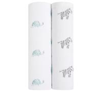 aden + anais Fasce in mussola di cotone biologico al 100%, certificate GOTS, coperte per neonati e ragazzi, 120x120 cm, set di fasciature per neonati e neonati, confezione da 2, regno animale