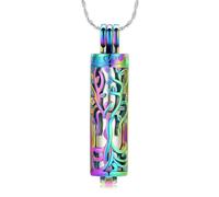 ADENLA Collana con urna commemorativa in Acciaio Inossidabile con Cilindro dell'albero della Vita, per Ceneri, Ciondolo commemorativo per Donne e Uomini, colorato, Argento