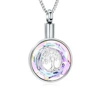 ADENLA Collana con urna per cremazione per Ceneri, Collana con Medaglione dell'albero della Vita, ricordo commemorativo per cremazione - Viola