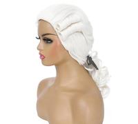 Adequate Parrucca da giudice coloniale da donna, George Washington, costume coloniale da donna, parrucca per costume di Halloween (bianco)