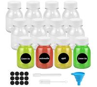ADERTOS 12 Bottiglie di Succo in Plastica 120 ml Contenitori in PET Trasparente Riutilizzabili Flaconi per Succhi di Frutta Bottiglie di Bevande Vuota per Conservare Latte, Acqua e Bevande Varie