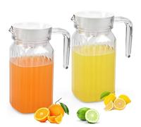 ADERTOS 2 Brocca Acqua in Plastica da 600 ML Caraffa Acqua in Plastica Infrangibile Brocca Acqua da Tavola con Tappo, Brocche in Plastica per Acqua Limonata Succhi di Latte Tè Freddo (Senza BPA)