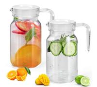 ADERTOS 2 Brocche Acqua in Plastica da 600 ML Caraffa Acqua in Plastica Infrangibile Brocca Acqua da Tavola con Tappo, Brocche in Plastica per Acqua Limonata Succhi di Latte Tè Freddo (Senza BPA)