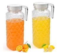 ADERTOS 2 Brocche per Acqua da 1.1 Litro, Caraffa Acqua in Plastica Infrangibile, Brocca Acqua da Tavola con Tappo, Brocche in Plastica per Acqua per Limonata Succhi di Latte Tè Freddo (Senza BPA)