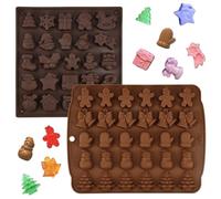 ADERTOS 2 Pz Stampi in Silicone Natalizi, Stampi Cioccolatini Natale, Stampo per Dolci in Silicone con 55 Cavità, Antiaderente Stampi con Motivo Natalizio per Torte Cioccolato Biscotti Caramelle