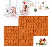 ADERTOS 2 Pz Stampi in Silicone Natalizi, Stampi Cioccolatini Natale, Stampo per Dolci in Silicone con 70 Cavità, Antiaderente Stampi con Motivo Natalizio per Torte Cioccolato Biscotti Caramelle