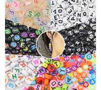 ADERTOS 700 PCS Perline con Lettere per Creazione di Braccialetti, 4 x 7mm Perline Alfabetiche A-Z in Acrilico, Perline Distanziali Piccole Rotonde per Creazioni di Gioielli e Collane dell'Amicizia