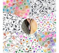 ADERTOS 700 Perline con Numeri per Braccialetti, Perline Lettere Perline Cuori e Stelle, Perline Colorate per Braccialetti, Kit per la Creazione di Collane Orecchini Bracciali dell'Amicizia (Colorati)