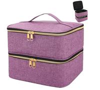 ADERTOS Borsa Porta Smalti a 2 Strati Organizzatore per Smalto Impermeabile Pochette Porta Smalti in Nylon per 30 Flaconi a 15 ml Valigetta Porta Smalti e Lampada Unghie UV, 25 * 20 * 19cm, Viola
