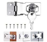 ADERTOS Chiavistello con Lucchetto 3 Pollici Chiusure Hasp Serratura con Lucchetto Chiavistello con Lucchetto Chiusura per Porta di Giardino, Armadi, Cassetti, Argento