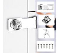 ADERTOS Chiavistello con Lucchetto 4 Pollici Chiusure Hasp Serratura con Lucchetto Chiavistello con Lucchetto Chiusura per Porta di Giardino, Armadi, Cassetti, Argento