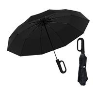 ADERTOS Ombrello Nero Grande Ombrello Automatico Ombrello Antivento Pieghevole 132cm UPF50+ Ombrello da Sole con 10 Ossa Ombrello da Golf per Pioggia o Sole, Universale