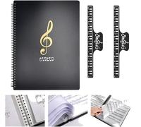 ADERTOS Raccoglitore Porta Spartiti Musicali, A4 Cartelle Portaspartiti, Porta Spartiti per Pianoforte, 30 Tasche/60 Pagine, con 2 Clip, per Spartiti, Pianoforte, Chitarra, Violino