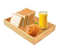ADERTOS Vassoio da Portata in Bambù con Manici, Vassoio Rettangolare in Bambù 30 x 20 cm, Vassoio in Bambù per Cucina Sala da Pranzo Café Colazione Bevande