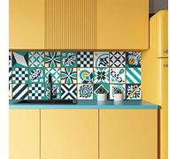 ADesign 32 Pz Adesivi per Piastrelle Bagno e Cucina 15 x15 cm Autoadesivo Decorazione Adesivo murale in PVC Impermeabile Adesivi Pavimento Parete mattonelle mosaico stile /T1051