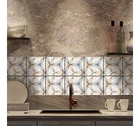 ADesign 32 Pz Adesivi per Piastrelle Bagno e Cucina 15 x15 cm Autoadesivo Decorazione Adesivo murale in PVC Impermeabile Adesivi Pavimento Parete mattonelle mosaico stile /T1026