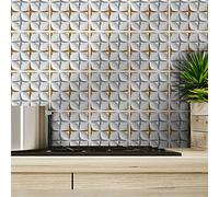 ADesign 32 Pz Adesivi per Piastrelle Bagno e Cucina 15 x15 cm Autoadesivo Decorazione Adesivo murale in PVC Impermeabile Adesivi Pavimento Parete mattonelle mosaico stile /T1056