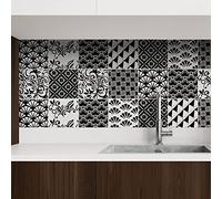 ADesign 32 Pz Adesivi per Piastrelle Bagno e Cucina 15 x15 cm Autoadesivo Decorazione Adesivo murale in PVC Impermeabile Adesivi Pavimento Parete mattonelle mosaico stile /T1021