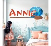 AdesiivoStudio Decalcomania da parete con principessa oceanica, "The Sky Meets The Sea", decorazione per la camera dei bambini, ispirata a Maui, decorazione per la casa "You're Welcome!"