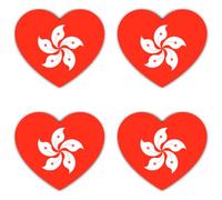 Adesivi: 100 mm, 4 pezzi, set di adesivi a forma di cuore, 4 pezzi, 100 mm, 10 cm, vinile rosso, bandiera di Hong Kong