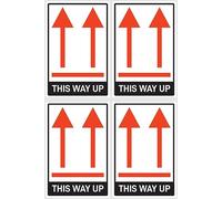 Adesivi: 150 x 100 mm, 4 pezzi - Marcatura dei pezzi - frecce orientate al pacchetto - qui sopra - This way up - ADR/GHS/DGR/UN