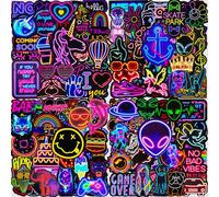 Adesivi 200 Pezzi Stickers Neon Cool, Stickers Vinile Impermeabili, Adesivi per Scrapbooking, Laptop, Bottiglia, Journaling, Skateboard, Valigia, Diario, Chitarra, Porta Pranzo, Pc Portatile, ecc