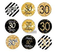 Adesivi 216pz Adesivie Etichette Autoadesivo Handmade Rotonde Autoadesivo Adesivi Nero e Oro Decorazioni Compleanno 30 Anni per Festa di Compleanno 30th