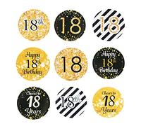 Adesivi 216pz Adesivie Etichette Autoadesivo Handmade Rotonde Autoadesivo Adesivi Nero e Oro Decorazioni Compleanno 18 Anni per Festa di Compleanno 18th