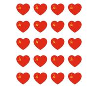 Adesivi: 25 mm, 20 pezzi, adesivi a forma di cuore, in vinile, set da 20 pezzi, 25 mm, 2,5 cm, colore rosso, bandiera URSS, martello falce resistente alle intemperie